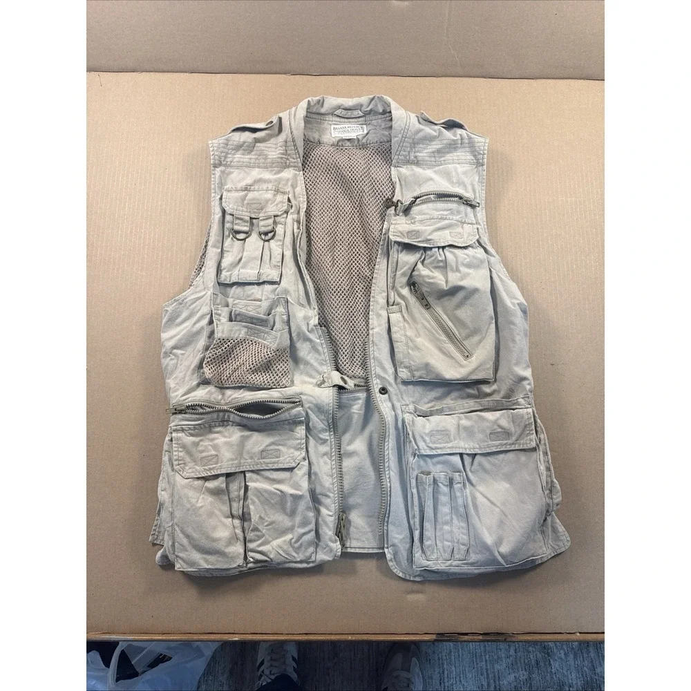 Banana Republic Vintage Utility Safari Hunting Fishing Khaki Vest Size Large‎